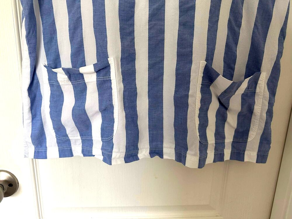 J.Crew Blue & White Striped Popover Cotton Pocket Top - Picture 4 of 9